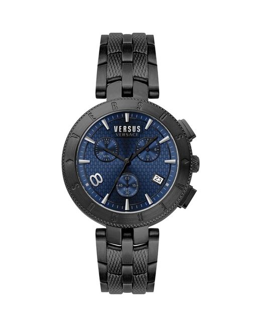 Logo cronografo orologio in acciaio inox di Versus  in Blue da Uomo
