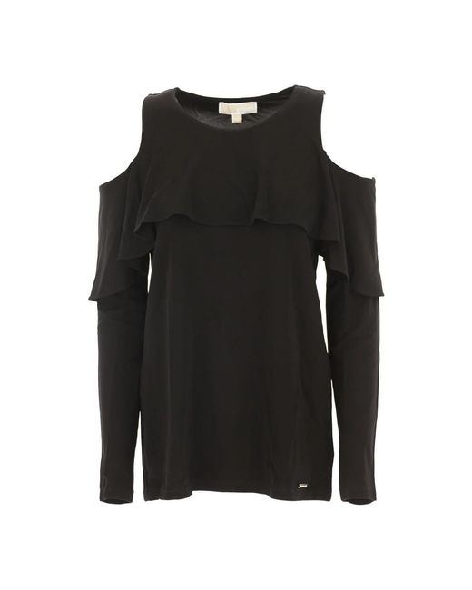 Michael Kors Overhemden ,Zwart ,Blouse Met Ontblote Schouder in het Black