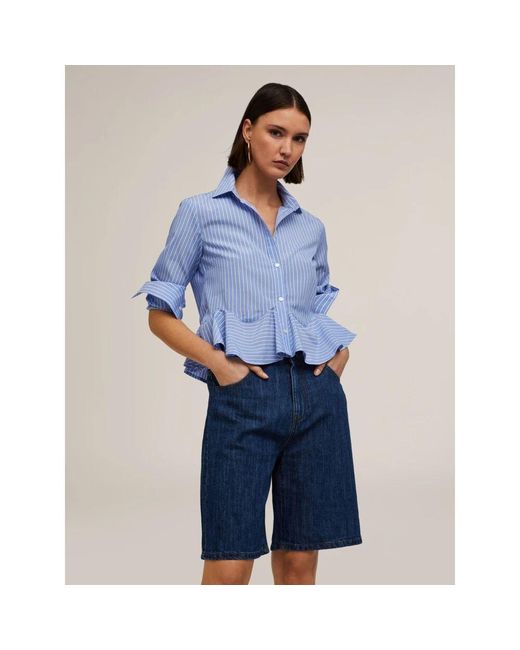 mötivi Blue Gestreifte Hemdbluse Mit Volant