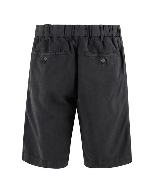 Myths Schwarze Leinen Shorts Apollo Bermuda in Black für Herren
