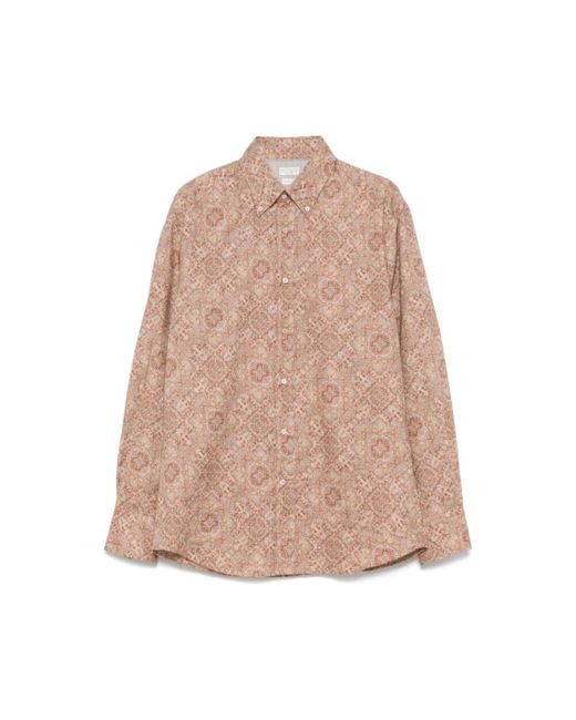 Brunello Cucinelli Paisley Print Button-Down Hemd in Natural für Herren