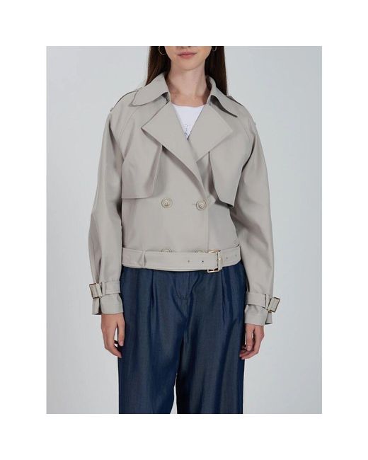 Yes Zee Gray Grauer Damen Trenchcoat