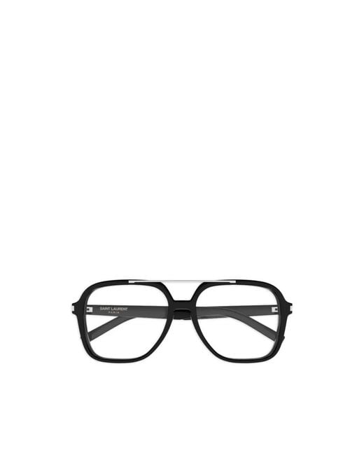 Saint Laurent Black Corner Angle Rectangular Optical Eyeglasses