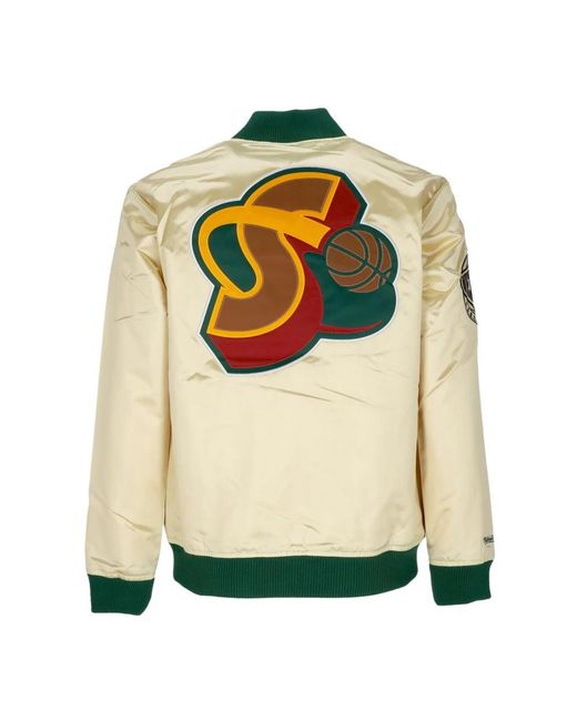 Mitchell & Ness Jassen ,Geel ,Satijn Nba Team Og 2.0 Lichtgewicht Satijnen Jas in het Natural voor heren