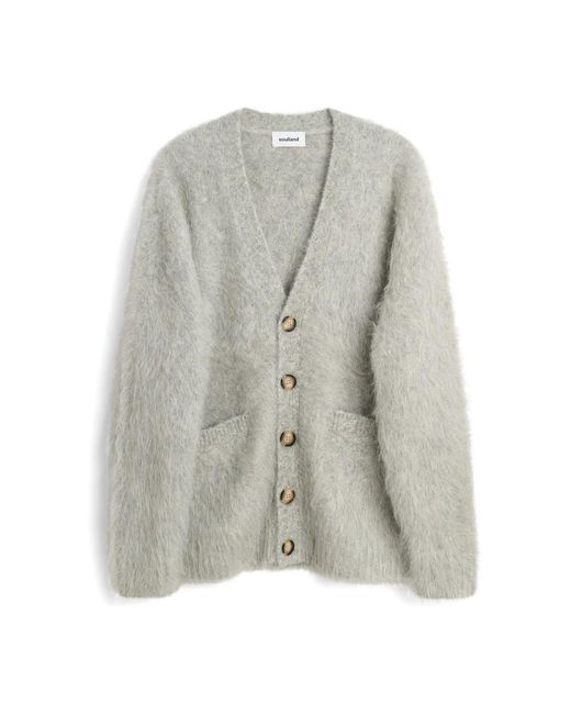 Soulland Truien & Vesten ,Grijs ,Wol Bob Alpaca Mix Cardigan in het Gray