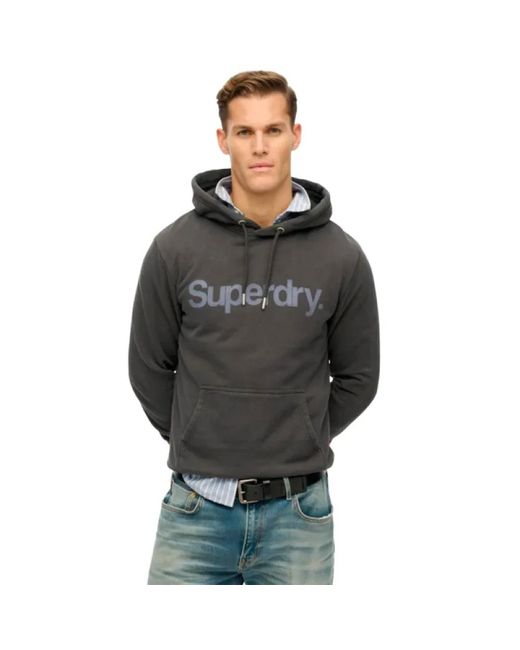 Superdry Hoodies & Sweatvesten ,Zwart ,Stad Sweat Core Logo Trendy Herenmode in het Gray voor heren