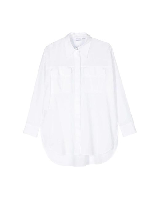 Pinko White Weißes hemd mit besticktem logo