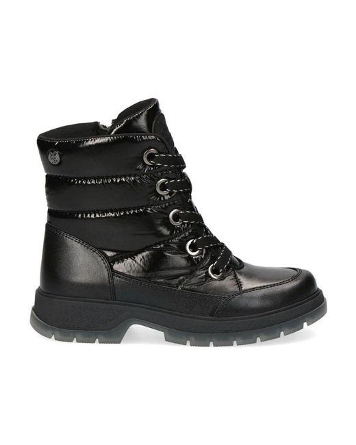 Caprice Black Lace-Up Boots