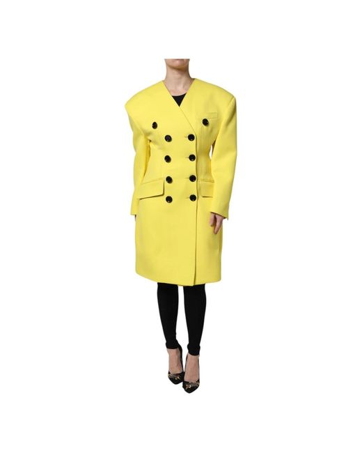 Dolce & Gabbana Double-Breasted Coats in het Yellow