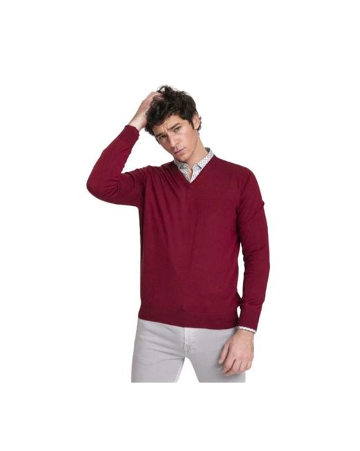 Gran Sasso V-Neck Pullover in het Red voor heren
