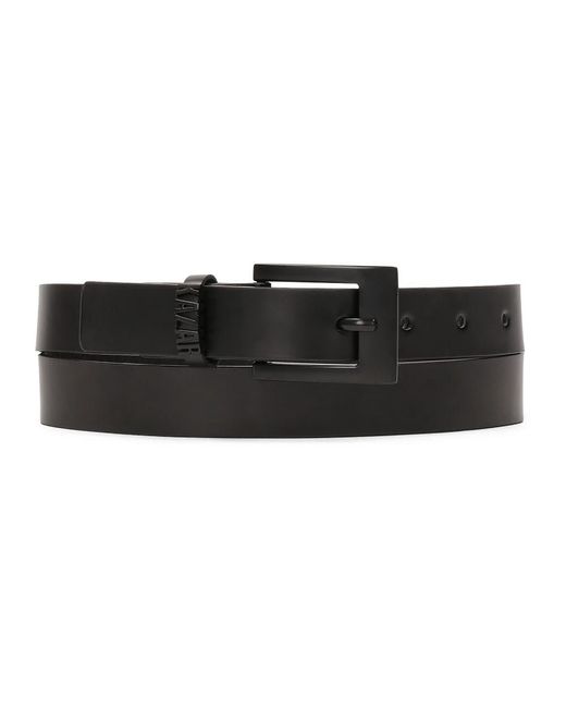 Kazar Accessoires ,Zwart ,Leer Subtiel Zwart Riem Met Metalen Gesp En Logo in het Black