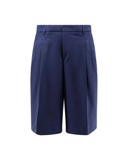 AMI Korte Broeken ,Blauw ,Wol Virgin Wool Pleated Shorts in het Blue voor heren