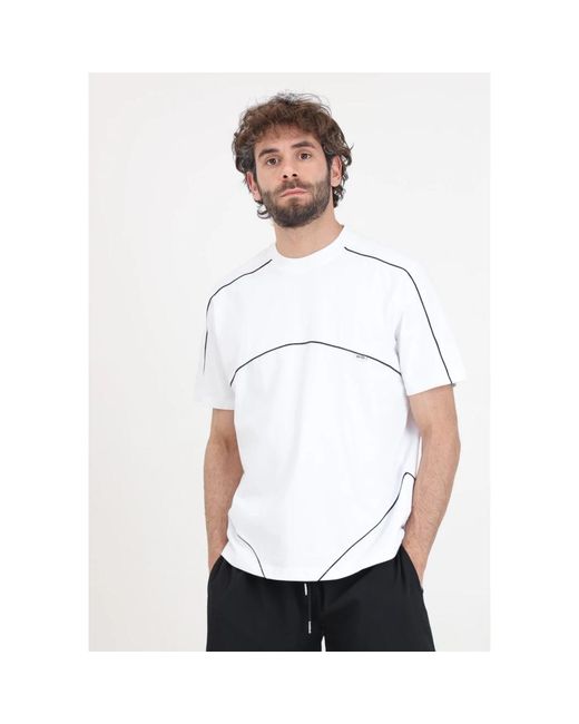 Arte' Weiße t-shirt trevor kontrast prägung nähte in White für Herren