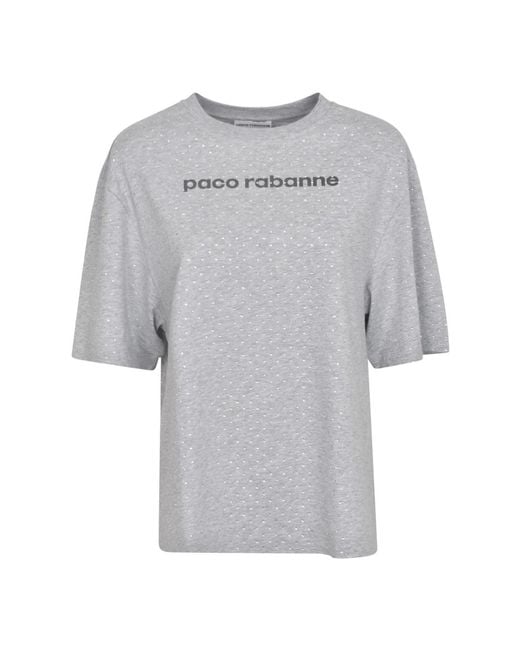 Rabanne Gray Logo-print strass t-shirt - grau