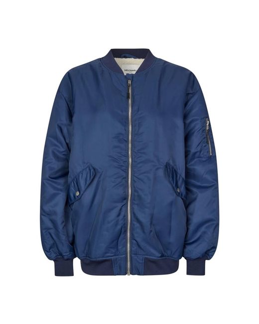 Lolly's Laundry Jassen ,Blauw ,Polyester Donkerblauwe Oversized Bomberjack in het Blue