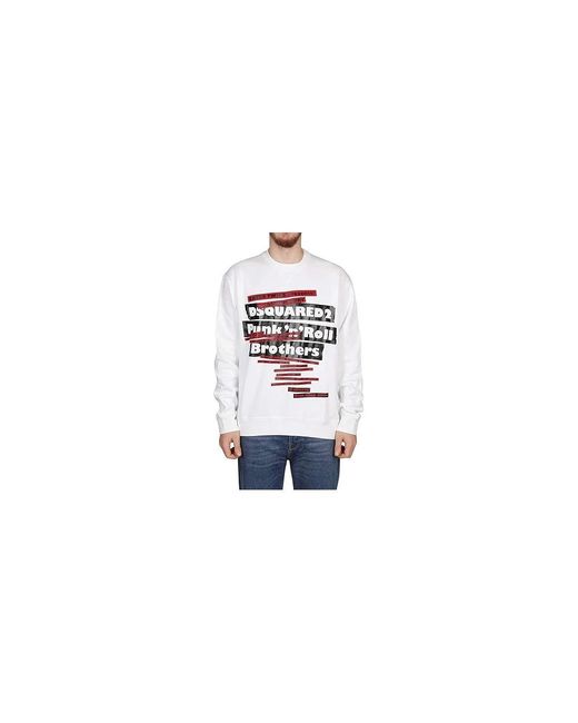DSquared² Hoodies & Sweatvesten ,Wit ,Katoen Grafische Print Urban Sweatshirt Wit in het White voor heren