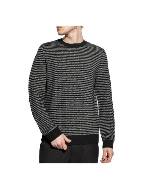 Emporio Armani Black Round-Neck Knitwear for men