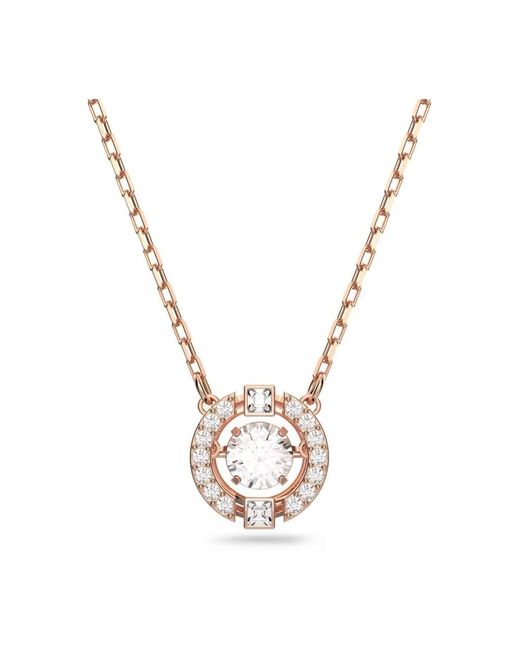 Swarovski Metallic Damen Halskette Rundschliff Weiß Rosegold Una 5272364