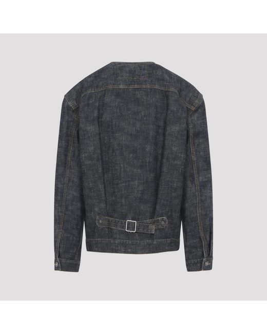 Lanvin Jassen ,Blauw ,Denim Loose Fit Washed Denim Jacket in het Gray voor heren