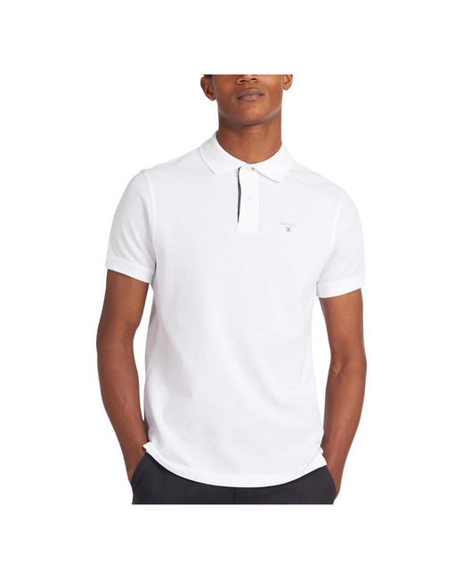 Barbour Tops ,Wit ,Katoen Tartan Piquet Polo Shirt in het White voor heren