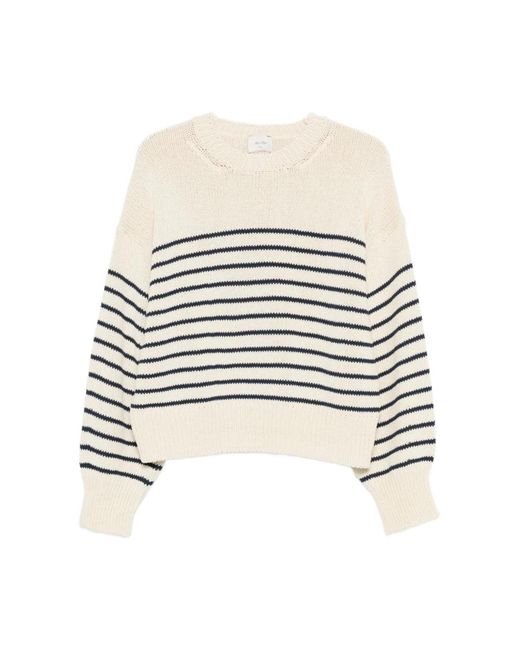 Alysi White Gestreifter Pullover
