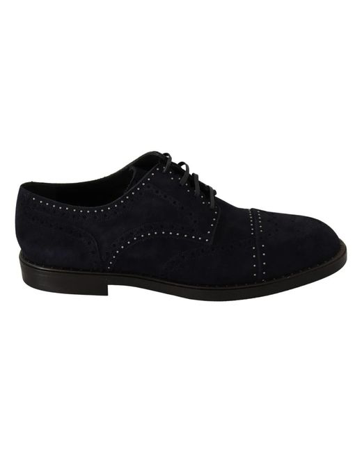 Dolce & Gabbana Blaue Wildleder-Derby-Schuhe mit Nieten in Black für Herren