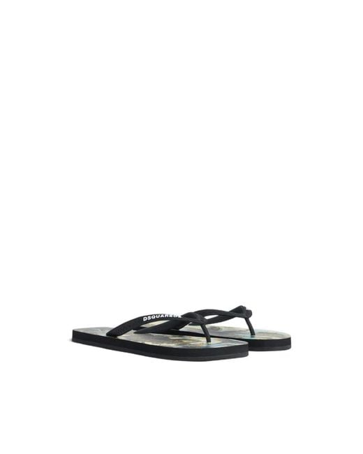 DSquared² Black Flip Flops for men