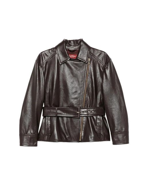 Leather Jackets Max Mara de color Black