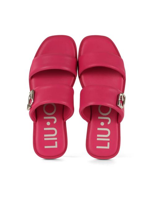 Liu Jo Pink Leder sandalen iman 01 mit logo-plakette