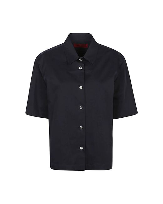Thelatest Overhemden ,Blauw ,Blauwe Blouse Met Juweelknopen in het Black