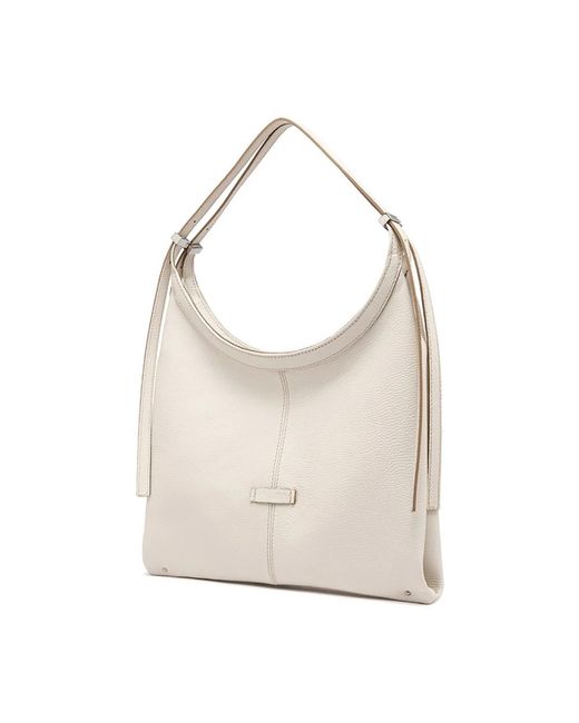 Gianni Chiarini Natural Weiße Leder Norma Handtasche Mit Reißverschluss