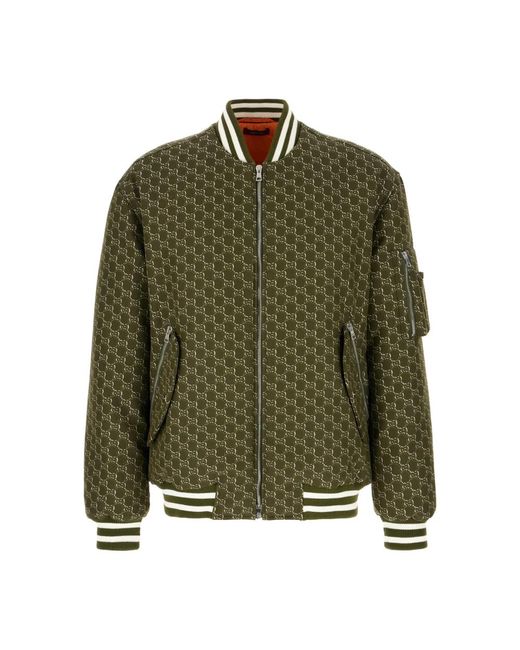 Gucci Green Cotton Jacquard Jacket With Gg Shadow, Ready-To-Wear for men