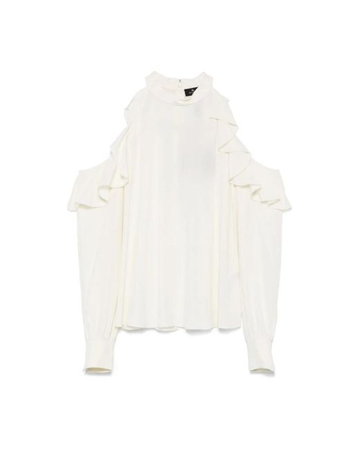 Etro Overhemden ,Wit ,Witte Zijden Blouse Met Opstaande Kraag in het White