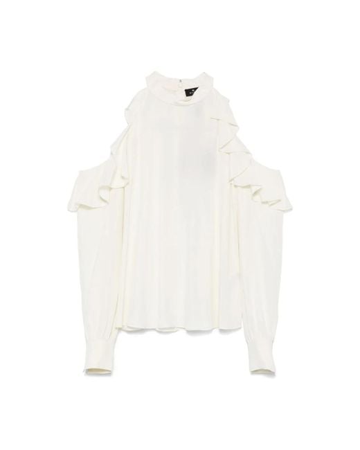 Etro Overhemden ,Wit ,Witte Zijden Blouse Met Opstaande Kraag in het White