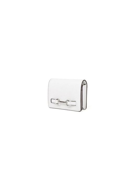 Michael Kors White Carson Kleines Portemonnaie Aus Genarbtem Leder