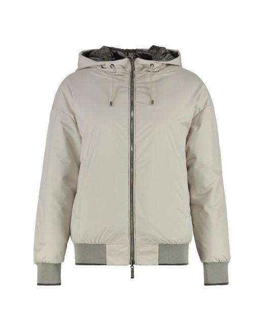 Moorer Jassen ,Polyester Omkeerbare Gewatteerde Jas Met Capuchon in het Gray