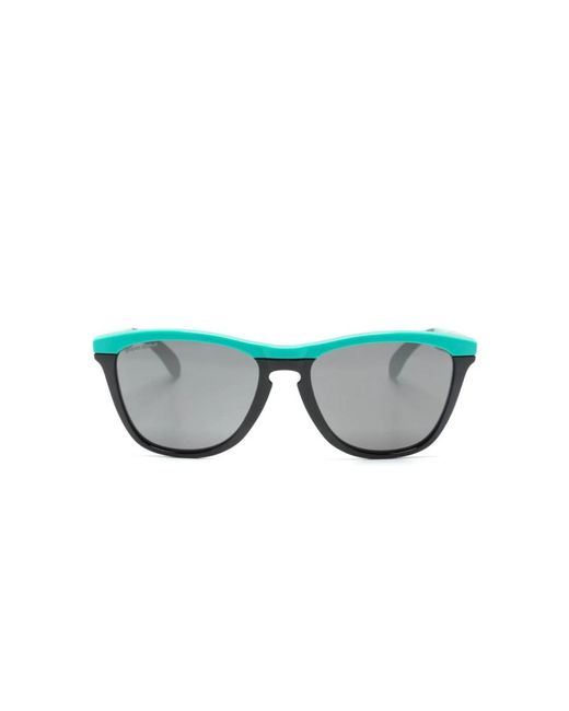 Oakley Blue Wraparound schwarze/blau sonnenbrille mit grauen gläsern