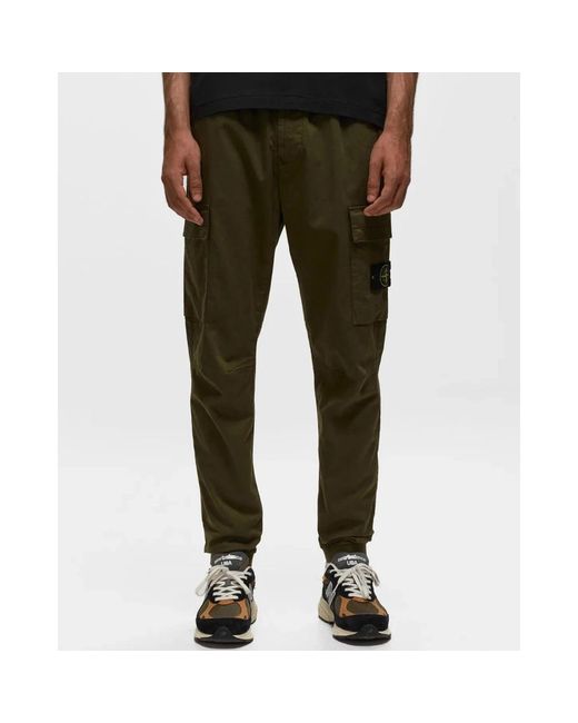 Stone Island Green Slim-Fit Trousers for men