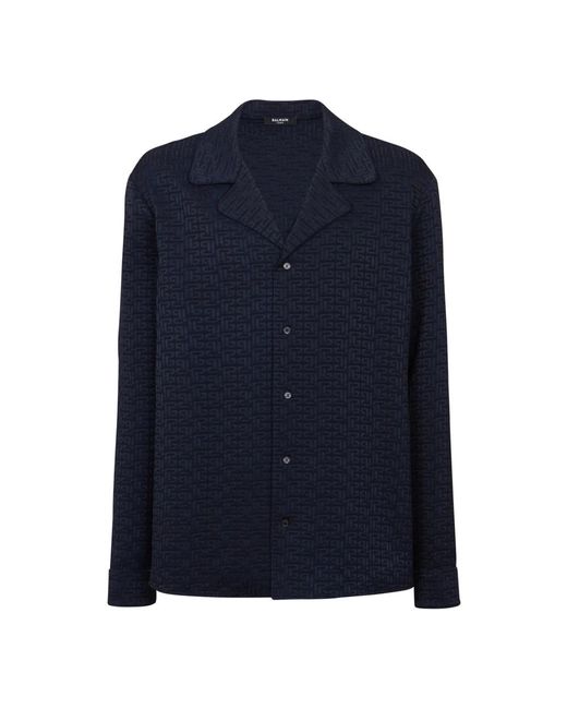 Balmain Pyjamashirt Met Jacquard in het Blue voor heren