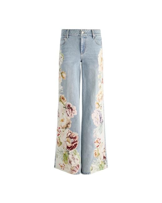 Alice + Olivia Blue Wide Jeans