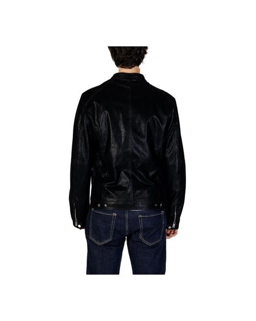 Gianni Lupo Schwarze Turtleneck Zip-Up Plain Jacke in Black für Herren