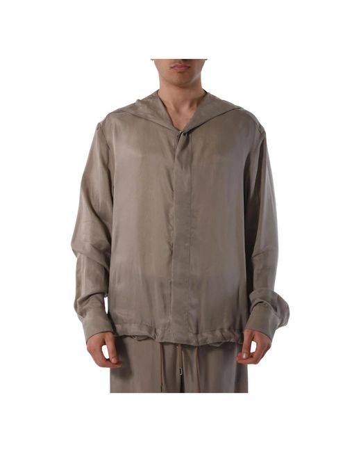 Camicia in seta con cappuccio e tasche di Costumein in Brown da Uomo