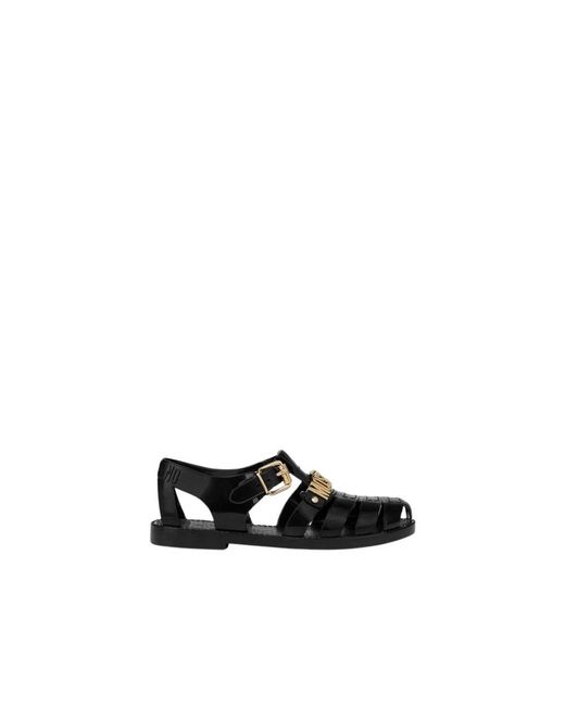 Moschino Black Flat Sandals