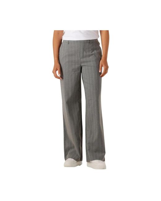 Object Broeken ,Grijs ,Polyester Wijde Broek Voor Stijlvolle Vrouwen in het Gray