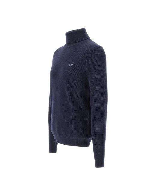 Sun 68 Turtleneck Sweater in het Blue voor heren
