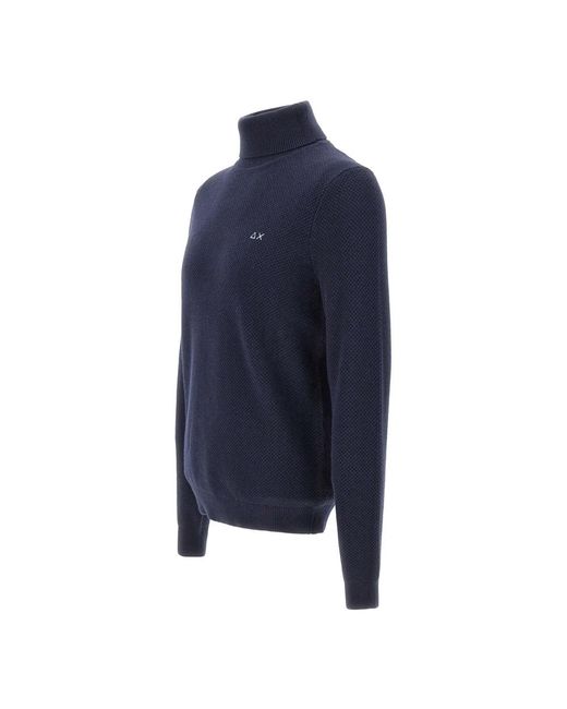 Sun 68 Turtleneck Sweater in het Blue voor heren