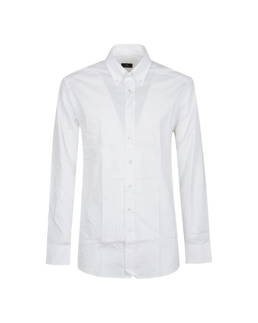 Etro Roma Logo Button-Down Long Sleeve Shirt in het White voor heren