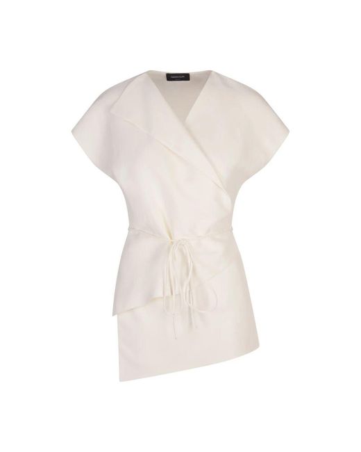 Fabiana Filippi Natural Weißes Leinen Viskose Top