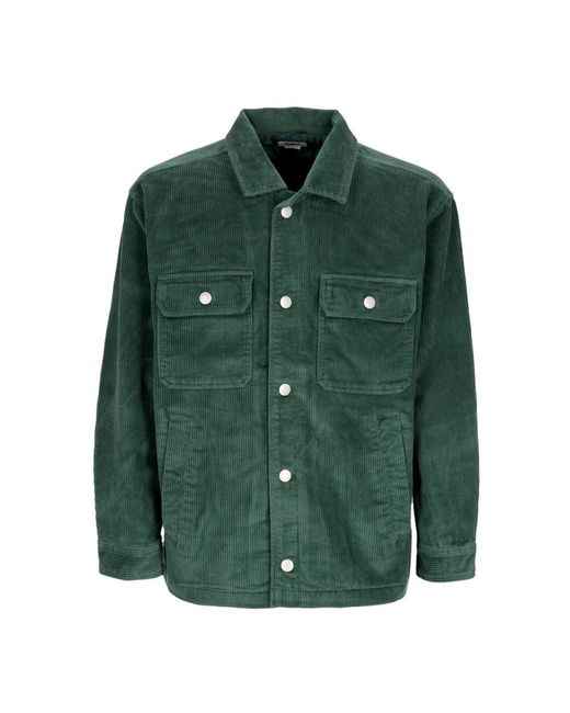 Obey Jassen ,Groen ,Katoen Cord Shirt Jas Velvet Kraag Knoop in het Green voor heren