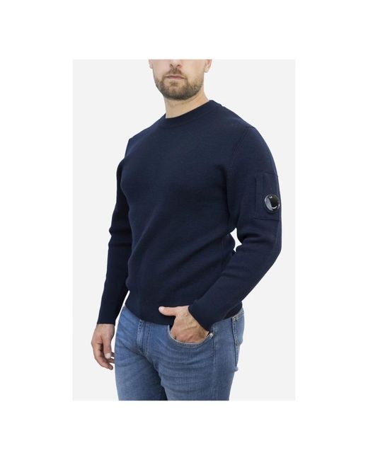 C P Company Blue Round-Neck Knitwear for men